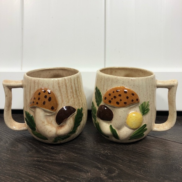 Vintage Other - Vintage Retro 70s Handmade Mushroom Coffee Mugs